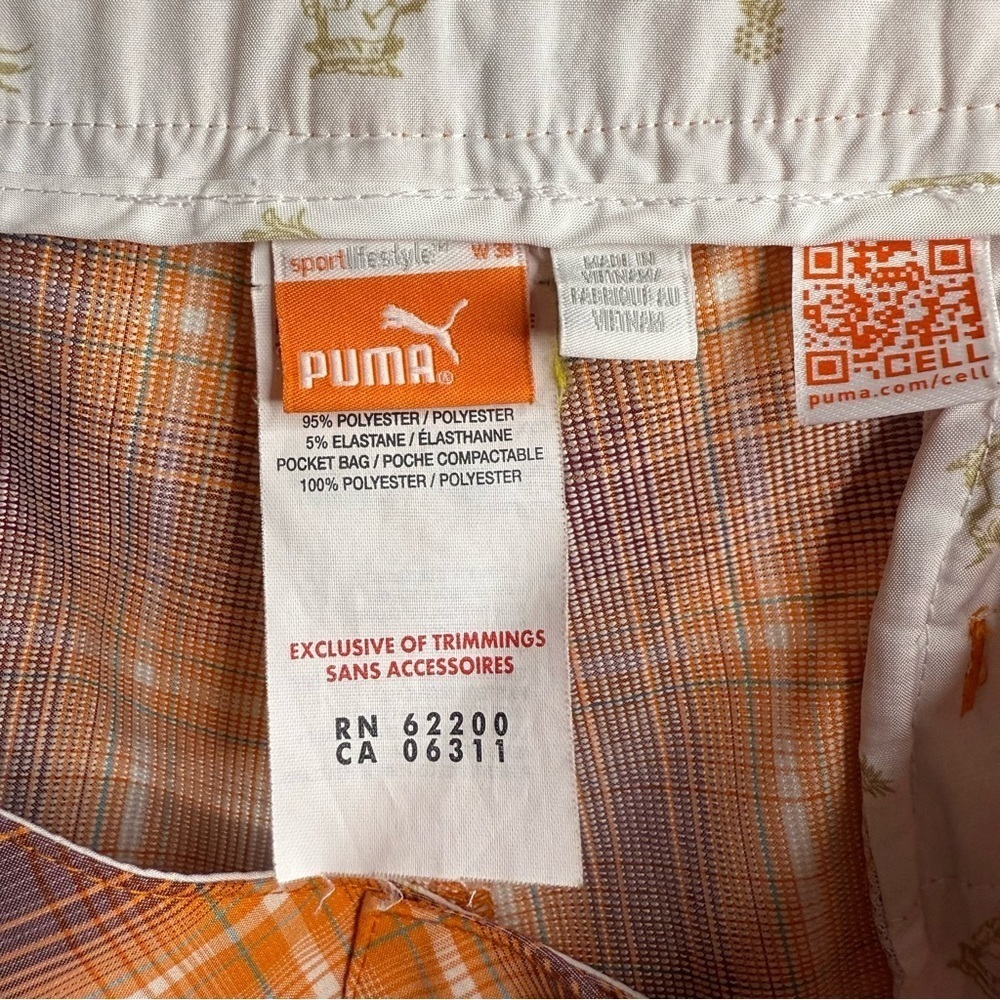Puma Golf Vibrant Orange Plaid Checkered Shorts Size 38 GUC - Picture 5 of 8
